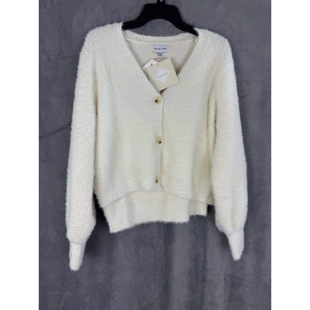 NWT Willow & Wind Fuzzy Knit 2 Piece Set Ivory Cardigan‎ and Tank Top Size M